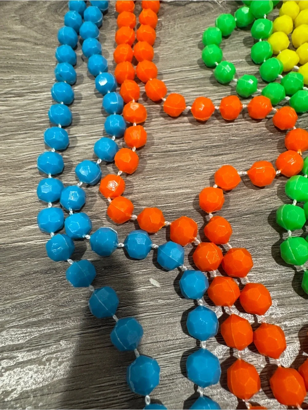 5 Colorful Party Bead Necklace Set - Rainbow Colors - Good Condition